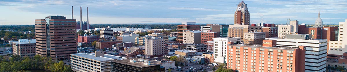 Aerial view of downtown Lansing